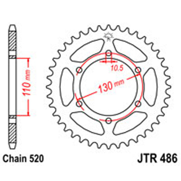JT JT Rear Sprockets R/W 486-38T KAW (504)